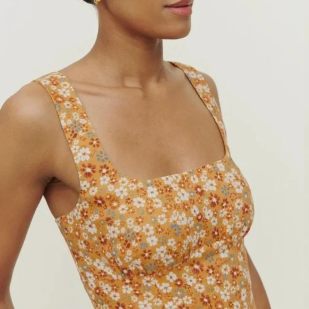 Reformation Yellow Floral Crop Top